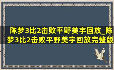 陈梦3比2击败平野美宇回放_陈梦3比2击败平野美宇回放完整版