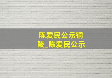 陈爱民公示铜陵_陈爱民公示