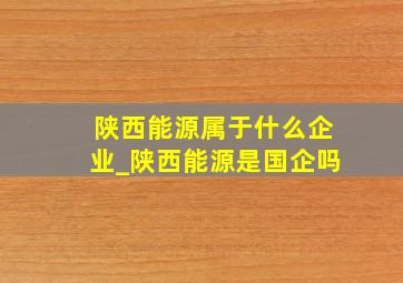 陕西能源属于什么企业_陕西能源是国企吗