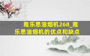 雅乐思油烟机268_雅乐思油烟机的优点和缺点