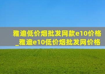 雅迪(低价烟批发网)款e10价格_雅迪e10(低价烟批发网)价格