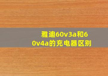 雅迪60v3a和60v4a的充电器区别