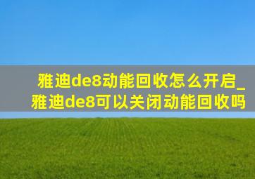 雅迪de8动能回收怎么开启_雅迪de8可以关闭动能回收吗