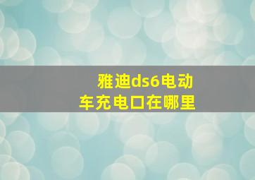 雅迪ds6电动车充电口在哪里