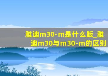 雅迪m30-m是什么版_雅迪m30与m30-m的区别