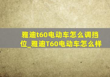 雅迪t60电动车怎么调挡位_雅迪T60电动车怎么样