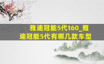 雅迪冠能5代t60_雅迪冠能5代有哪几款车型