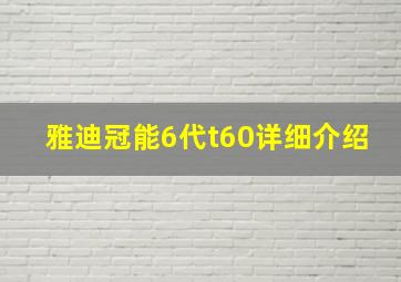 雅迪冠能6代t60详细介绍