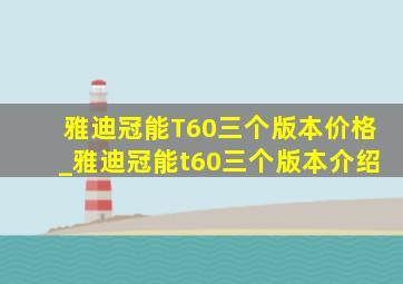 雅迪冠能T60三个版本价格_雅迪冠能t60三个版本介绍