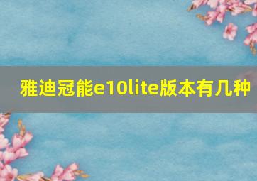 雅迪冠能e10lite版本有几种