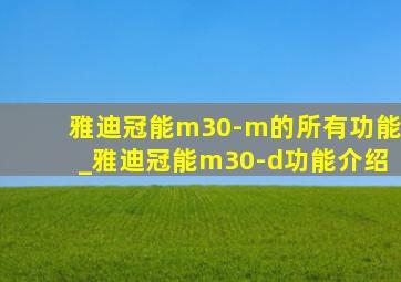 雅迪冠能m30-m的所有功能_雅迪冠能m30-d功能介绍