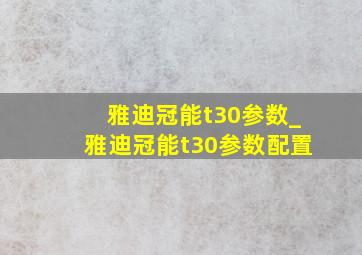 雅迪冠能t30参数_雅迪冠能t30参数配置