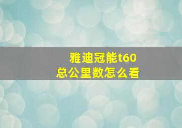 雅迪冠能t60总公里数怎么看