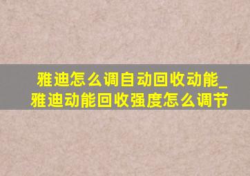 雅迪怎么调自动回收动能_雅迪动能回收强度怎么调节