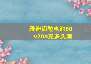 雅迪铅酸电池60v20a充多久满