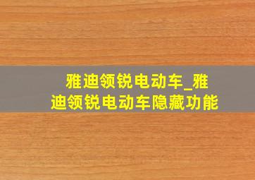 雅迪领锐电动车_雅迪领锐电动车隐藏功能