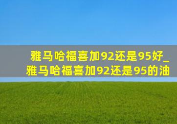 雅马哈福喜加92还是95好_雅马哈福喜加92还是95的油