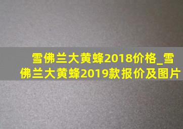 雪佛兰大黄蜂2018价格_雪佛兰大黄蜂2019款报价及图片