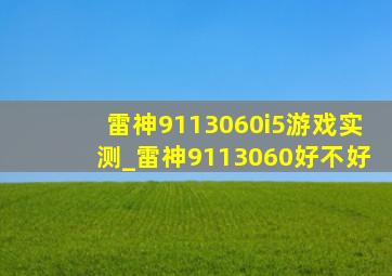 雷神9113060i5游戏实测_雷神9113060好不好