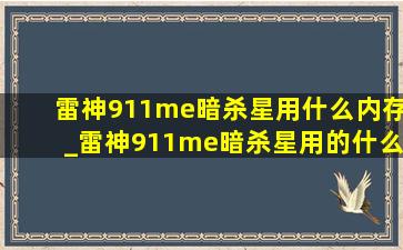 雷神911me暗杀星用什么内存_雷神911me暗杀星用的什么固态