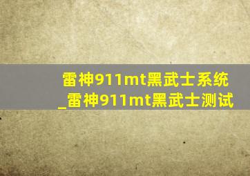雷神911mt黑武士系统_雷神911mt黑武士测试