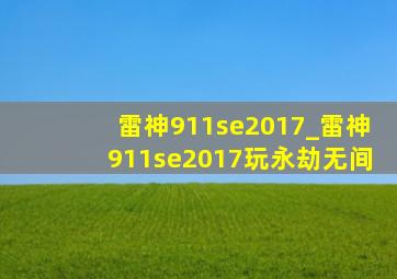 雷神911se2017_雷神911se2017玩永劫无间