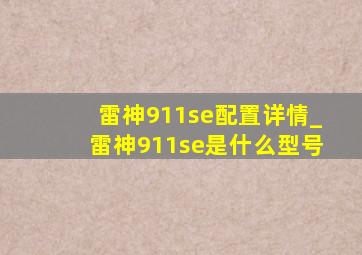 雷神911se配置详情_雷神911se是什么型号