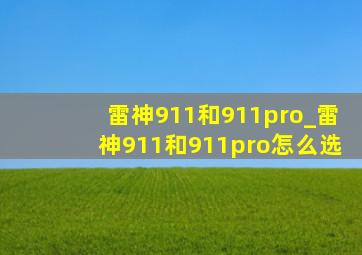 雷神911和911pro_雷神911和911pro怎么选