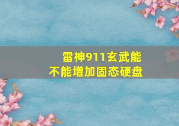 雷神911玄武能不能增加固态硬盘