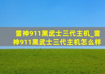 雷神911黑武士三代主机_雷神911黑武士三代主机怎么样