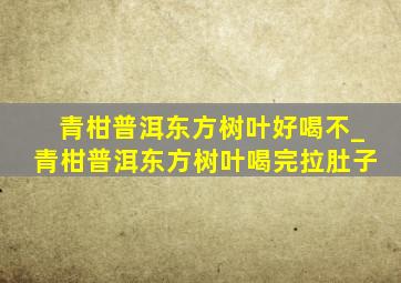 青柑普洱东方树叶好喝不_青柑普洱东方树叶喝完拉肚子