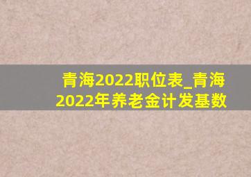 青海2022职位表_青海2022年养老金计发基数