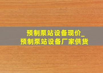 预制泵站设备现价_预制泵站设备厂家供货