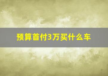 预算首付3万买什么车