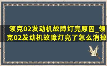 领克02发动机故障灯亮原因_领克02发动机故障灯亮了怎么消掉