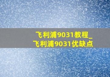 飞利浦9031教程_飞利浦9031优缺点