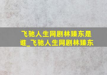 飞驰人生网剧林臻东是谁_飞驰人生网剧林臻东