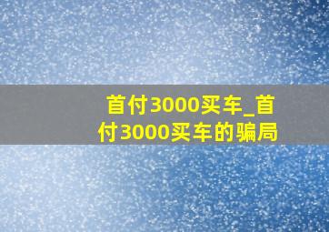 首付3000买车_首付3000买车的骗局