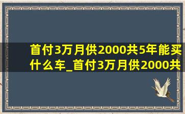 首付3万月供2000共5年能买什么车_首付3万月供2000共36期能买什么车