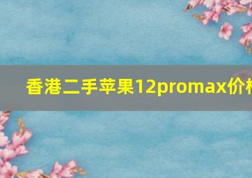 香港二手苹果12promax价格