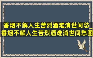 香烟不解人生苦烈酒难消世间愁_香烟不解人生苦烈酒难消世间愁图