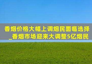 香烟价格大幅上调烟民面临选择_香烟市场迎来大调整5亿烟民