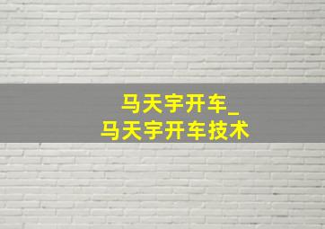 马天宇开车_马天宇开车技术