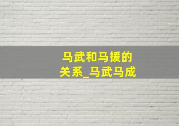 马武和马援的关系_马武马成