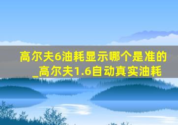 高尔夫6油耗显示哪个是准的_高尔夫1.6自动真实油耗