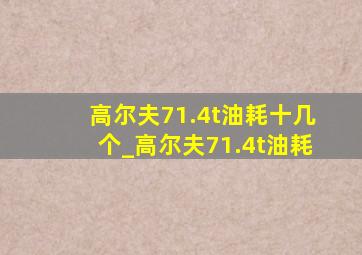 高尔夫71.4t油耗十几个_高尔夫71.4t油耗