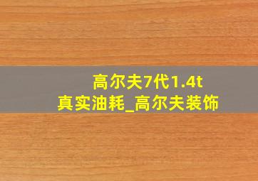 高尔夫7代1.4t真实油耗_高尔夫装饰