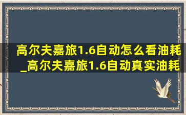 高尔夫嘉旅1.6自动怎么看油耗_高尔夫嘉旅1.6自动真实油耗