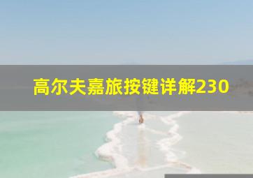 高尔夫嘉旅按键详解230