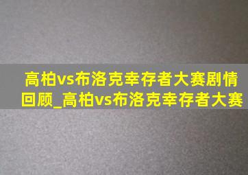 高柏vs布洛克幸存者大赛剧情回顾_高柏vs布洛克幸存者大赛